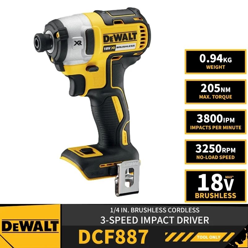 DEWALT DCF887 Impact Driver 18V Brushles Rechargeable Electric Screwdriver Original Durable Drill Power Tool Bare Machine