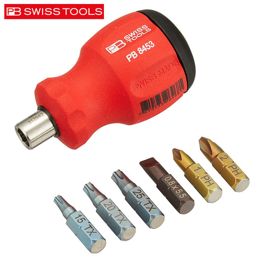 PB Swiss Tools PB 8453 Multi-bit Combination Screwdriver Manual 6-in-1 Insider Stubby Pocket Tool PrecisionBits C6