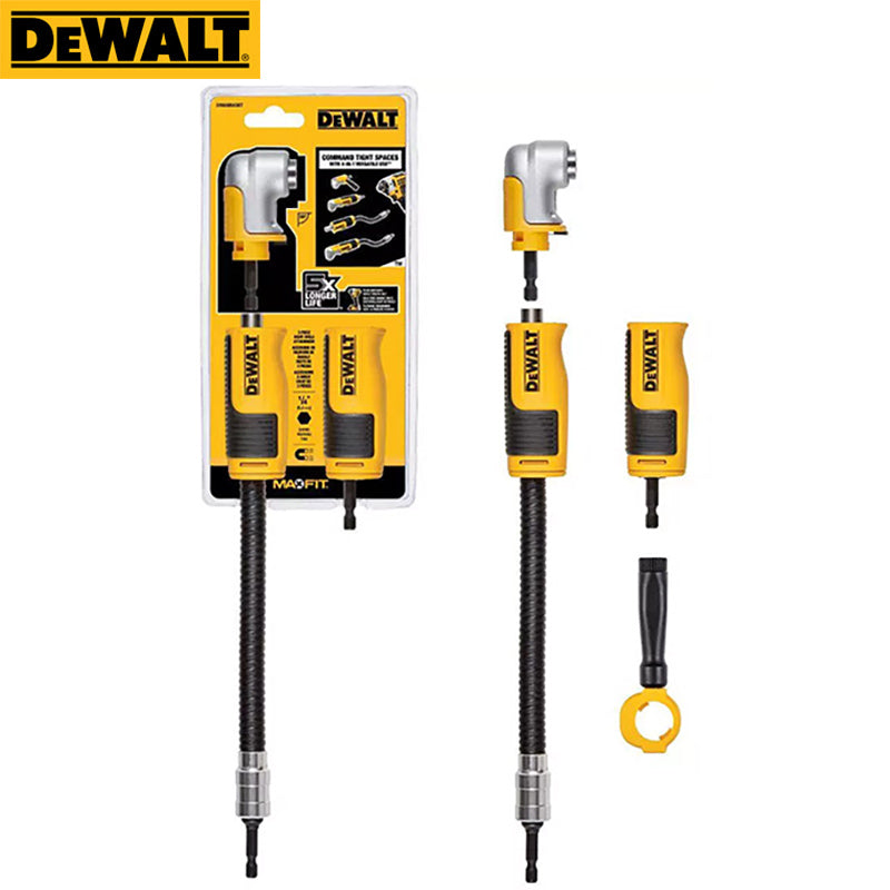 DEWALT DWAMRASET Right Angle Drill Adaptor FlexTorq 4-in-1 System Compact Straight Flexible Shaft 12-Inch Accessories