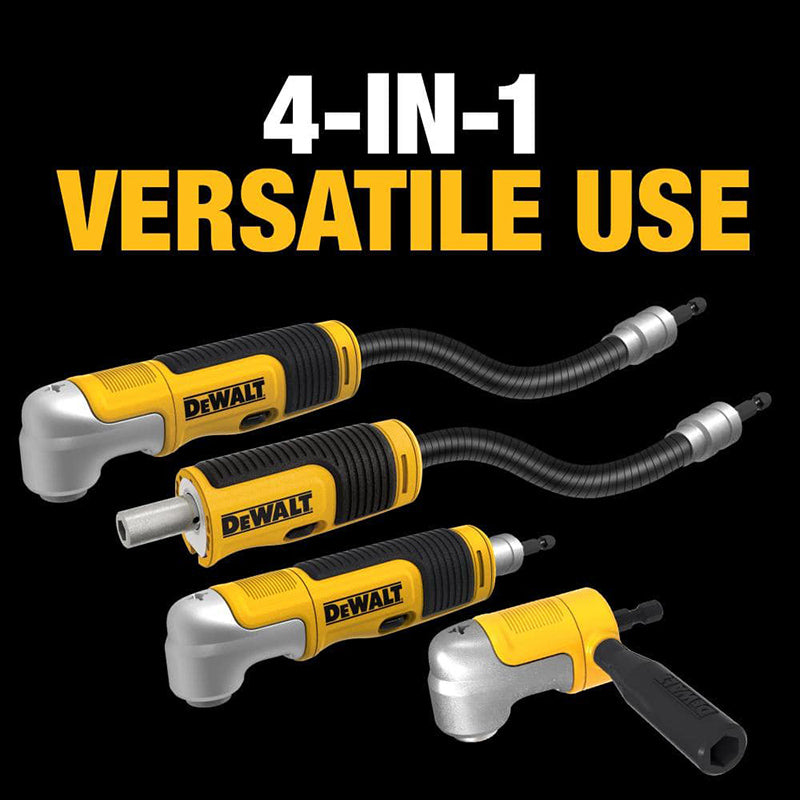 DEWALT DWAMRASET Right Angle Drill Adaptor FlexTorq 4-in-1 System Compact Straight Flexible Shaft 12-Inch Accessories