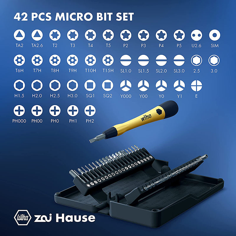 Wiha Zai Hause 44624 40 in1 ESD Micro Precision Magnetic Screwdriver Bit Set Nut Driver with Extension Rod Z6901C4