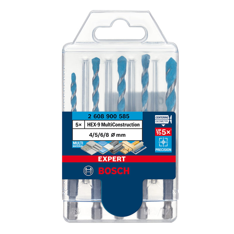 Bosch 2608900585 Hexagon Shank Drill Bit 4/5/6/6/8mm 5Pcs Tile Wood/Glass/Ceramic/Cement /Alloy Punching Triangle Drill Bits