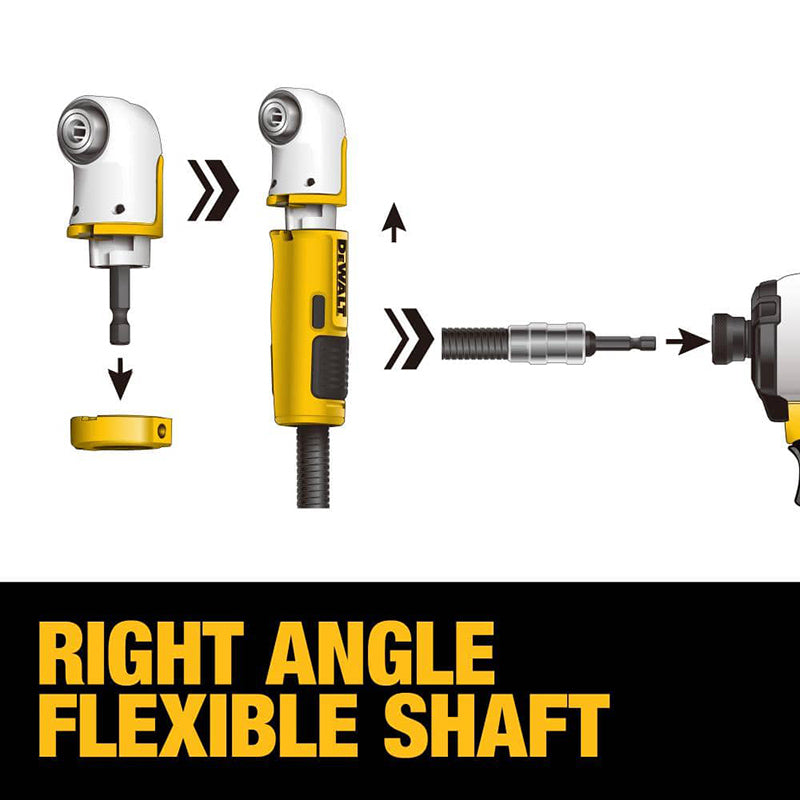 DEWALT DWAMRASET Right Angle Drill Adaptor FlexTorq 4-in-1 System Compact Straight Flexible Shaft 12-Inch Accessories