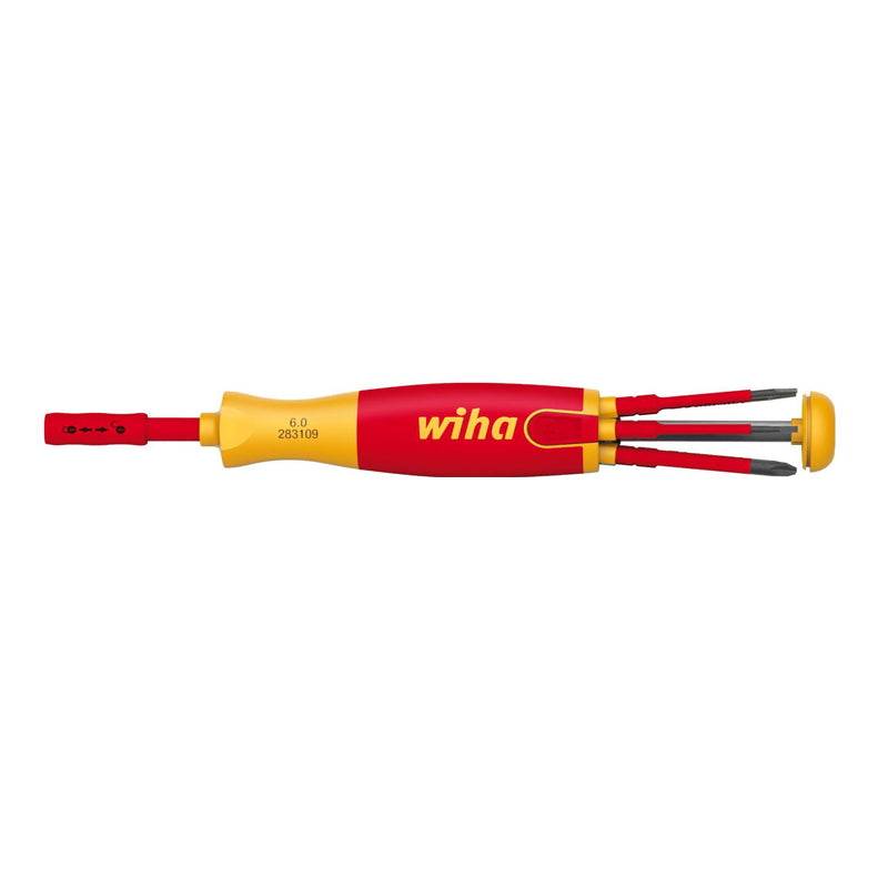 Wiha 38612 Screwdriver with Bit Magazine LiftUp 1000V VDE Slotted Phillips with 6Pcs SlimBits