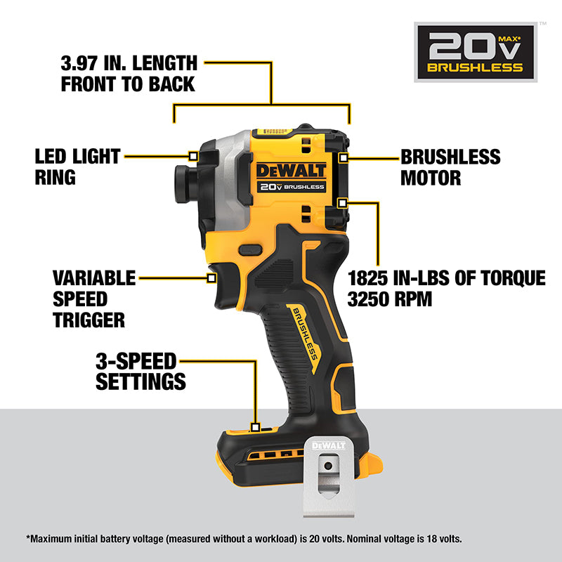 DEWALT DCF850 20V Impact Drill Brushless Motor 205Nm Variable Speed Lithium Battery Electric Screwdriver Woodworking Driver Tool Only