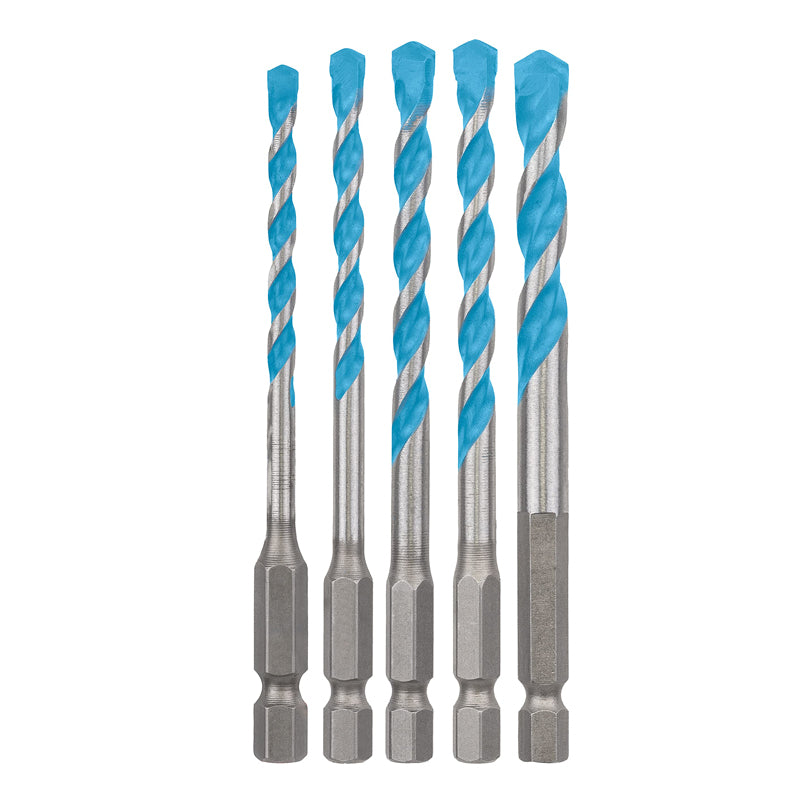 Bosch 2608900585 Hexagon Shank Drill Bit 4/5/6/6/8mm 5Pcs Tile Wood/Glass/Ceramic/Cement /Alloy Punching Triangle Drill Bits