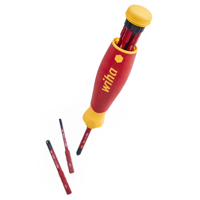 Wiha 45296 PocketMax VDE Screwdriver with Bit Magazine SlimBit Electric