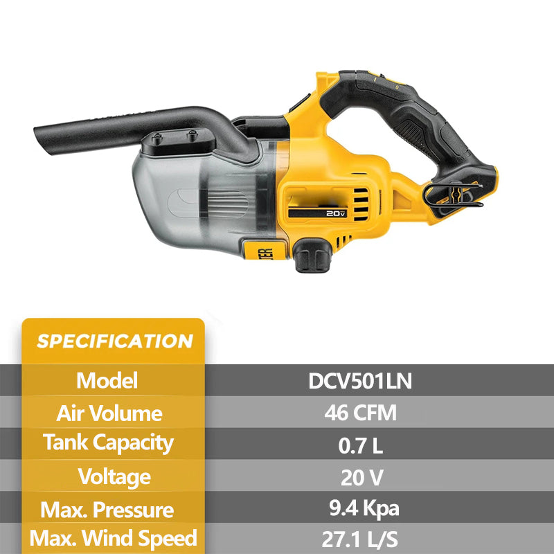 DEWALT DCV501LN Vacuum Cleaner 20V Brushless Cordless HEPA Industrial Vehicle Mounted Indoor Household Dust Collector Bare Tool