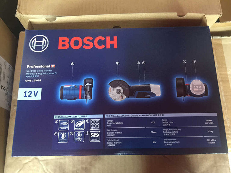 Bosch GWS12V-76 Mini Angle Grinder Metal Wood Hydroelectric Plastic Pipe Tile Small Household Lithium Electric Cutting Machine