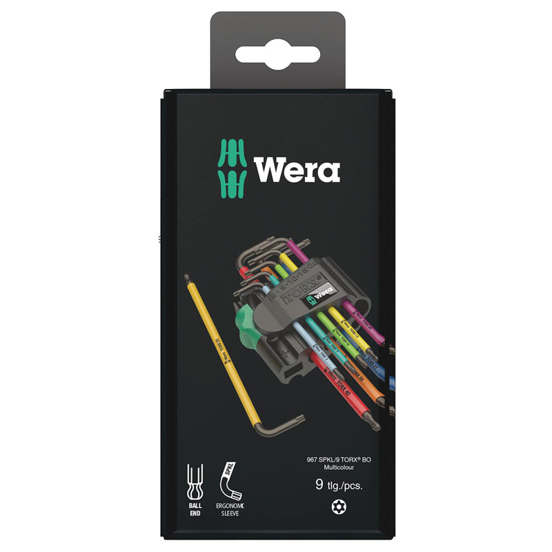 WERA 05073599001 967 SPKL/9 TORX Plum Blossom Tool Set Integrated Plastic Shell Ball Head Design Wear Resistant Clamp Material
