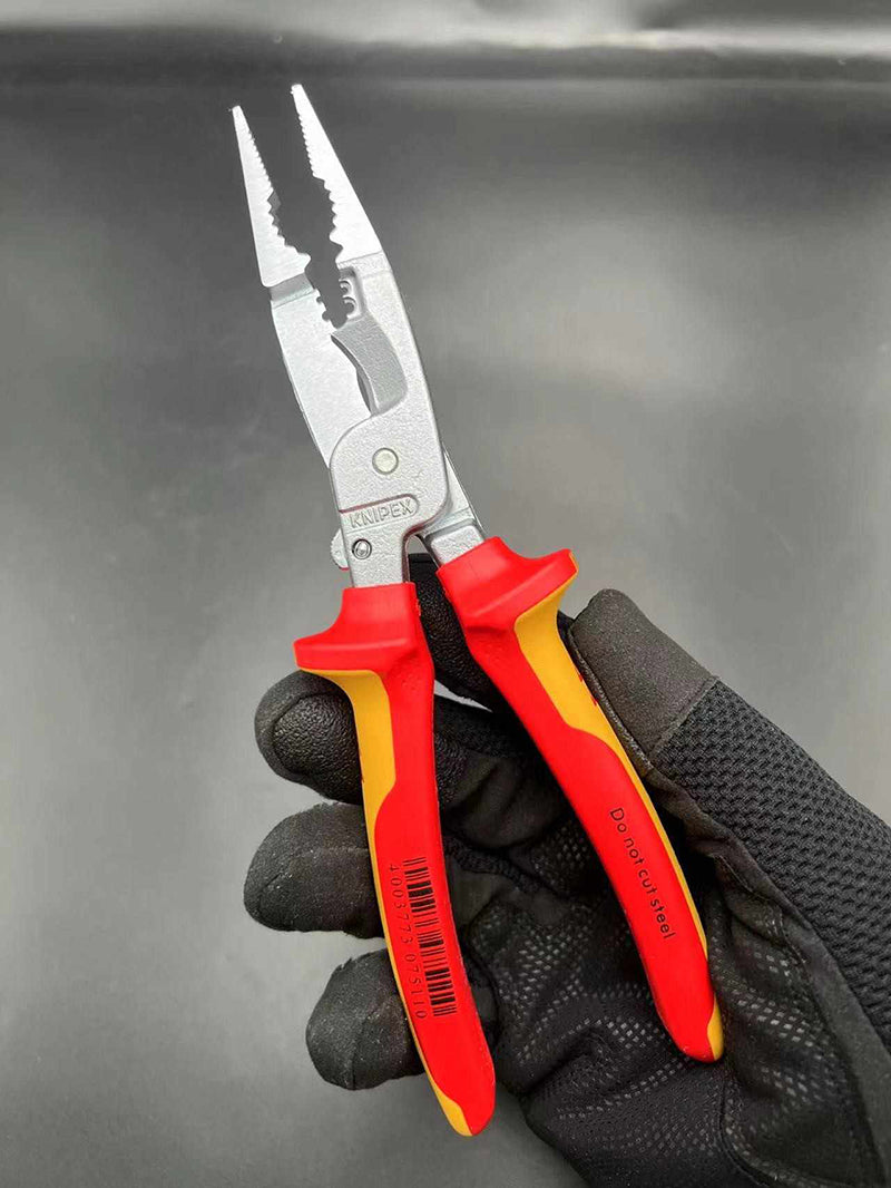 KNIPEX 13 96 200 Pliers for Electrical Installation VDE-Tested with Opening Spring Insulated Plier Cutting Crimping Stripping