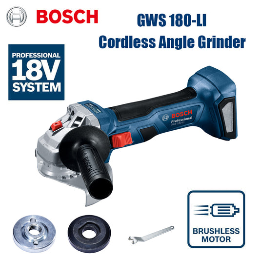 Bosch GWS180-LI Rechargeable Brushless Angle Grinder Cordless Portable 18V Grinding Cutting Machine Polisher Bare Tool