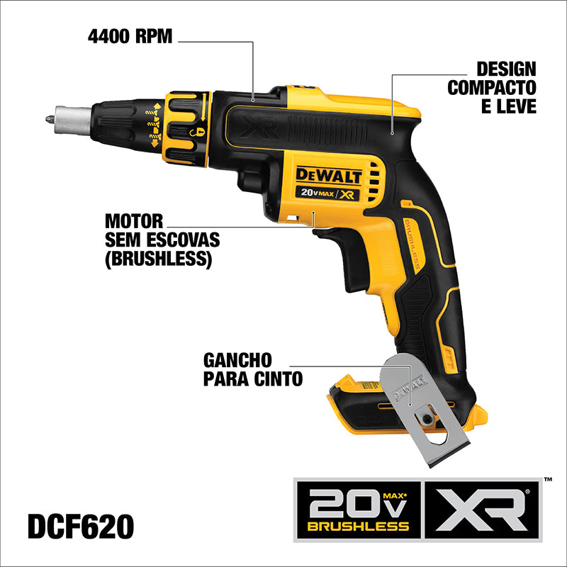 DEWALT XR Drywall Screw Gun With Collated Attachment DCF620 DCF6202 Brushless 360 Degree Rotation Nail Gun Bare Tool