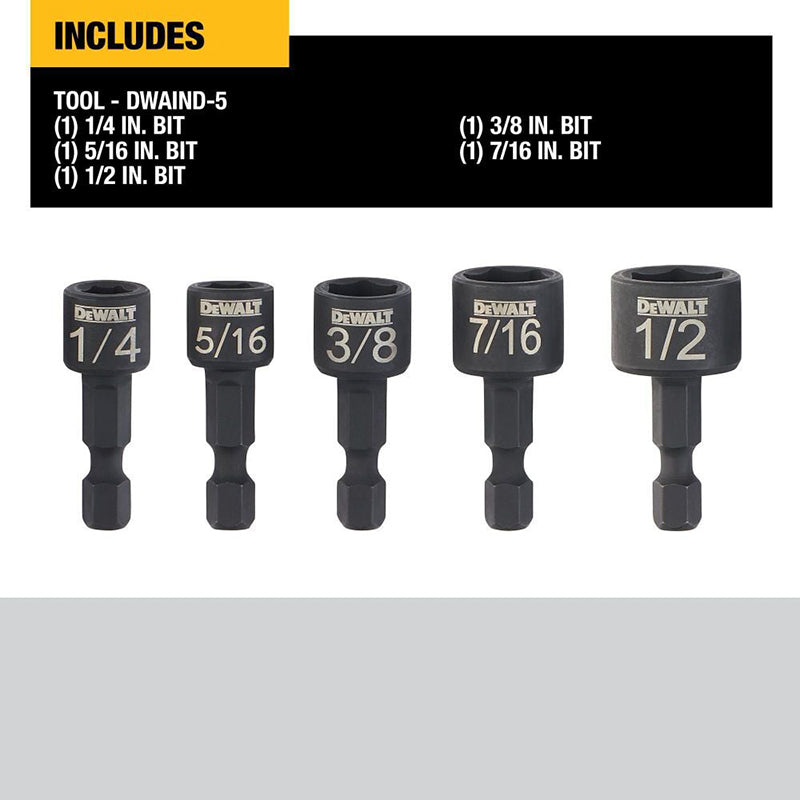 DEWALT DWAIND-5 Nut Driver Set Compact 5 Piece