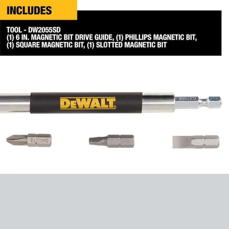 DEWALT DW2055SD 1/4in Magnetic Bit Holder PH2 Slotted SL8 Square Drill Bits 4PC For Electric Imapct Driver/Drill Tool Parts