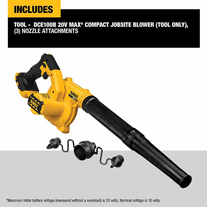 DEWALT DCE100 20V Lithium Battery Blower Dust Collector Home Computer Blowing Dust Leaf Sawdust Cleaning Air Blower Bare Tool