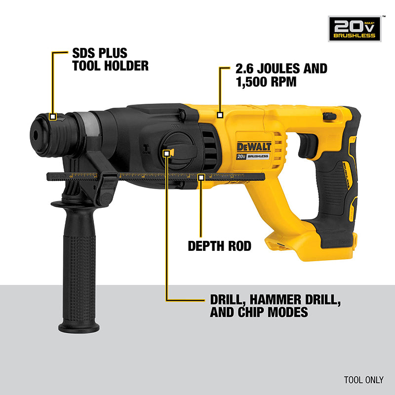 Dewalt ferramentas dch133 martelo rotativo 20v max velocidade variável broca sem escova d-alça multifuncional industrial recarregável broca ferramenta nua