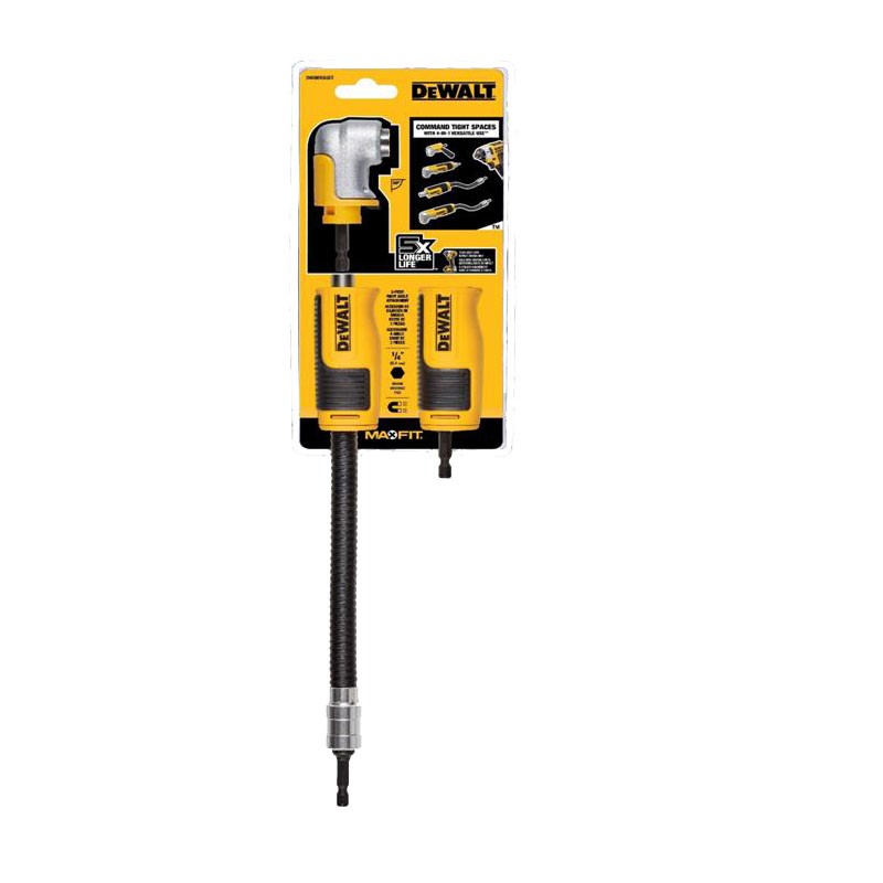 DEWALT DWAMRASET Right Angle Drill Adaptor FlexTorq 4-in-1 System Compact Straight Flexible Shaft 12-Inch Accessories