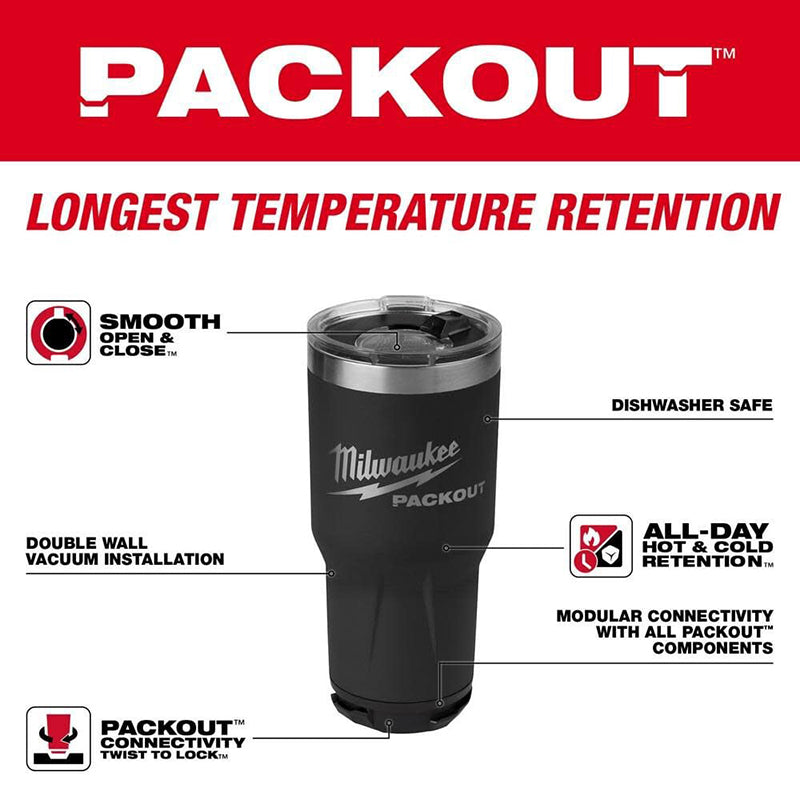 Milwaukee 48-22-8393B PACKOUT Tumbler Black 30oz