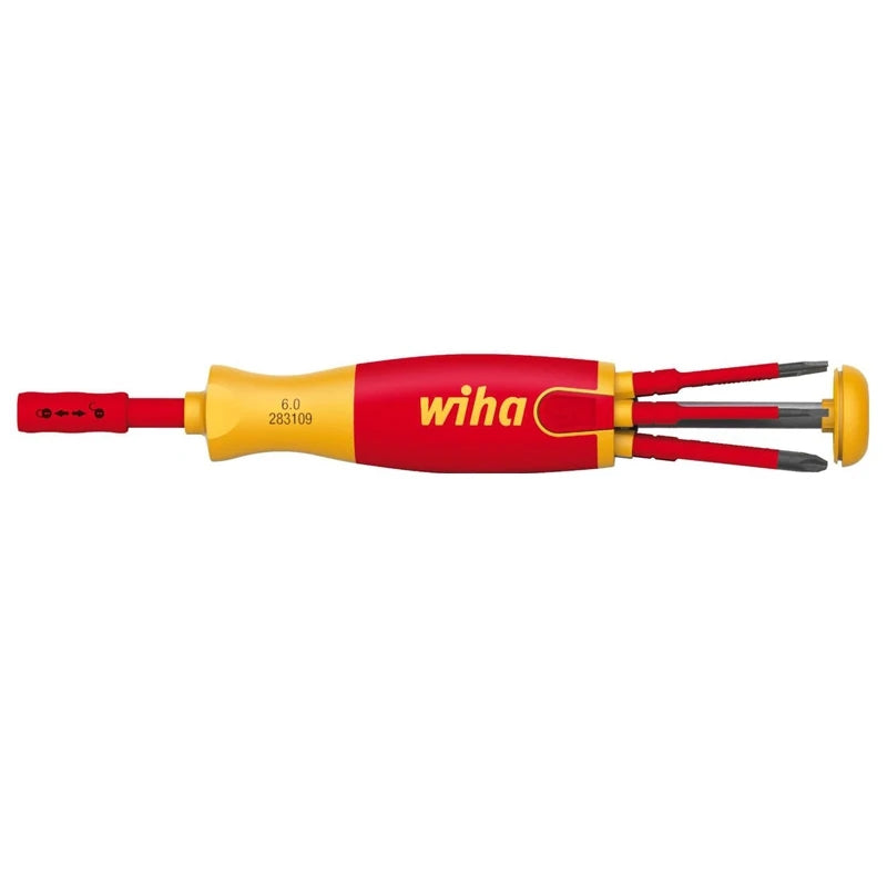 Wiha 38612 Screwdriver with Bit Magazine LiftUp 1000V VDE Slotted Phillips with 6Pcs SlimBits