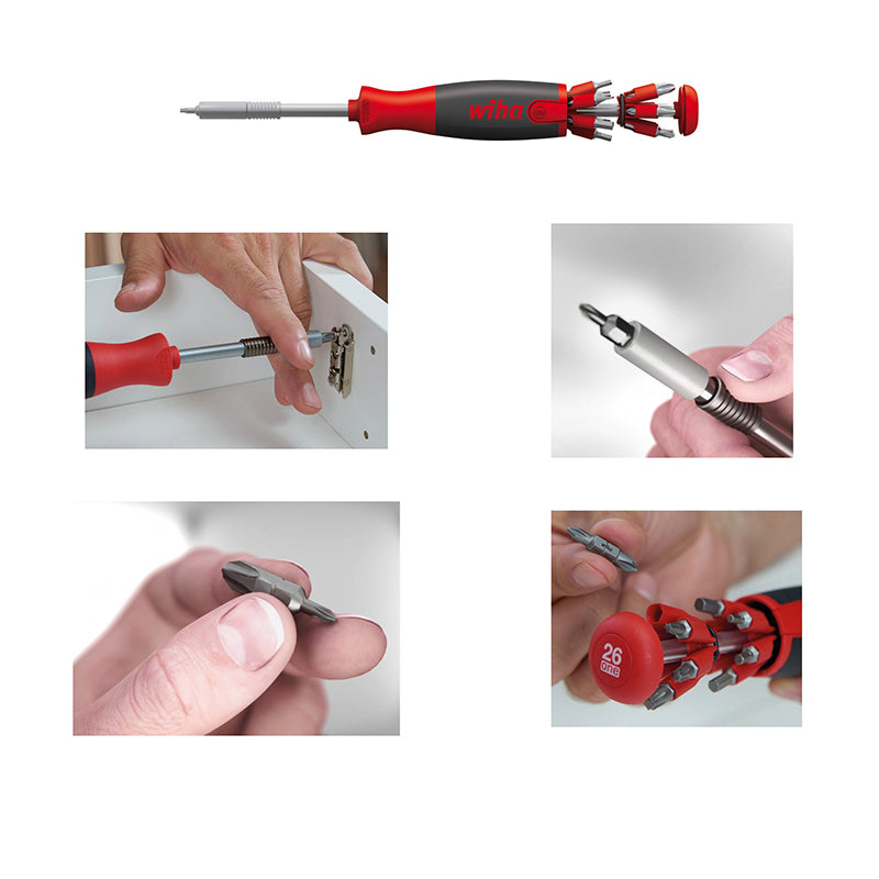 Wiha 40907 26-in-1 LiftUp Screwdriver With Magazine Bit Holder