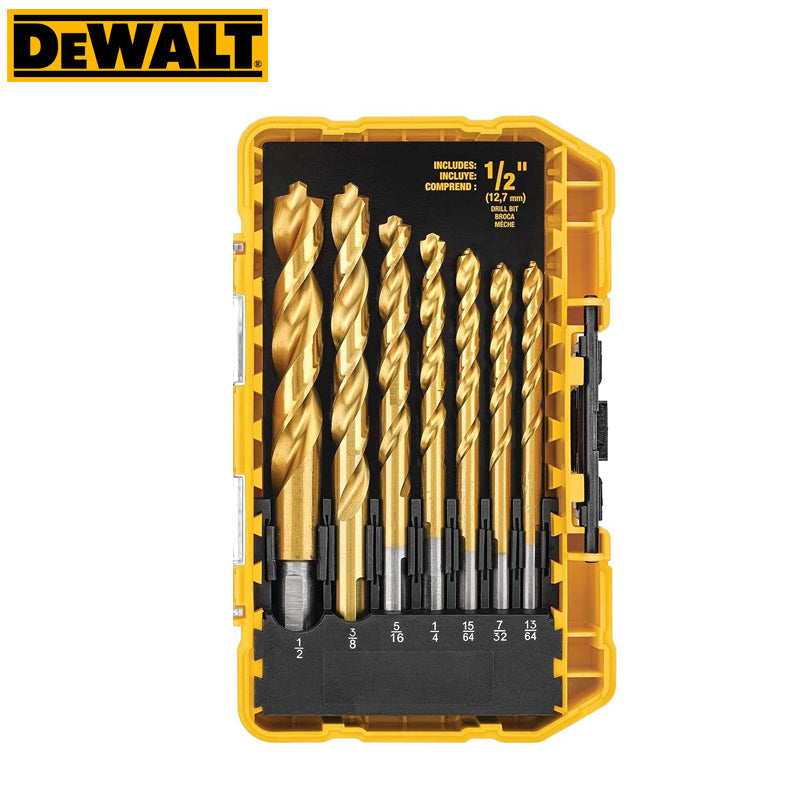 DEWALT DW1361 21Pcs Conjunto de brocas helicoidais de titânio Ponto piloto Carpintaria Metalurgia Plástico HSS Brocas de aço de alta velocidade
