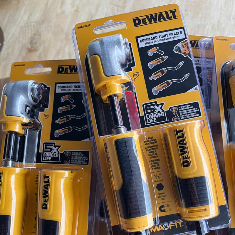 DEWALT DWAMRASET Right Angle Drill Adaptor FlexTorq 4-in-1 System Compact Straight Flexible Shaft 12-Inch Accessories