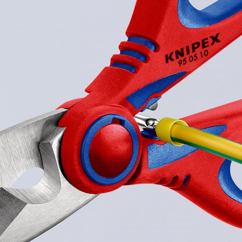 KNIPEX 95 05 10 SB Electricians' Shears Multi-Purpose Stainless Steel Scissors Cable Cut Multi-function Micro-Toothing Shear