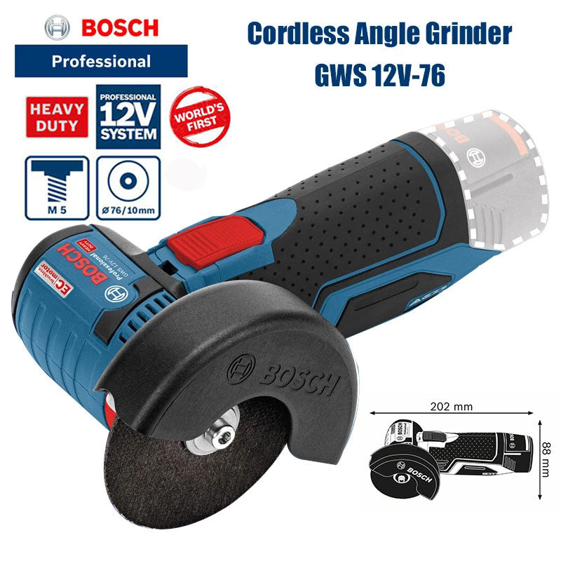 Bosch GWS12V-76 Mini Angle Grinder Metal Wood Hydroelectric Plastic Pipe Tile Small Household Lithium Electric Cutting Machine