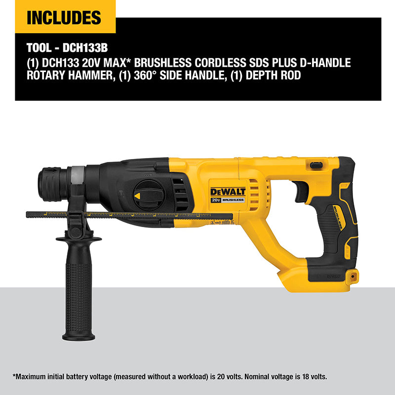 Dewalt ferramentas dch133 martelo rotativo 20v max velocidade variável broca sem escova d-alça multifuncional industrial recarregável broca ferramenta nua