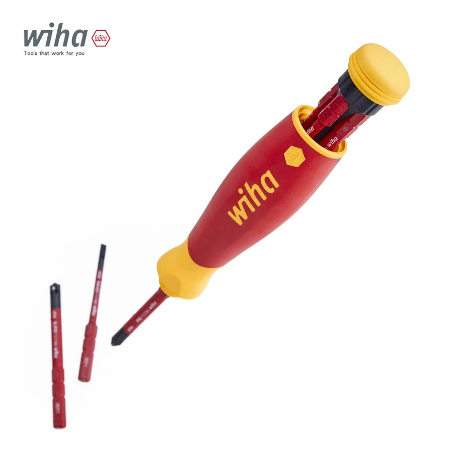Wiha 38612 Screwdriver with Bit Magazine LiftUp 1000V VDE Slotted Phillips with 6Pcs SlimBits