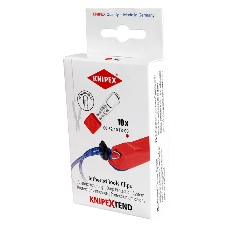 KNIPEX 00 62 10 TR TetheredTool Clips Red 10 Pieces