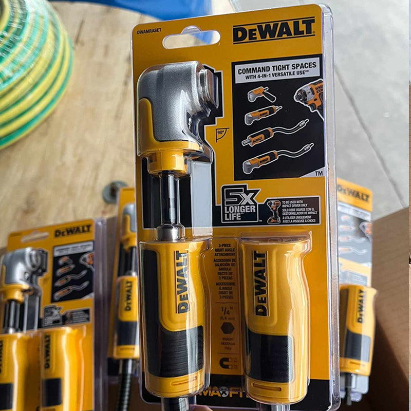 DEWALT DWAMRASET Right Angle Drill Adaptor FlexTorq 4-in-1 System Compact Straight Flexible Shaft 12-Inch Accessories