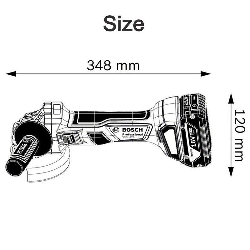 Bosch GWS180-LI Rechargeable Brushless Angle Grinder Cordless Portable 18V Grinding Cutting Machine Polisher Bare Tool