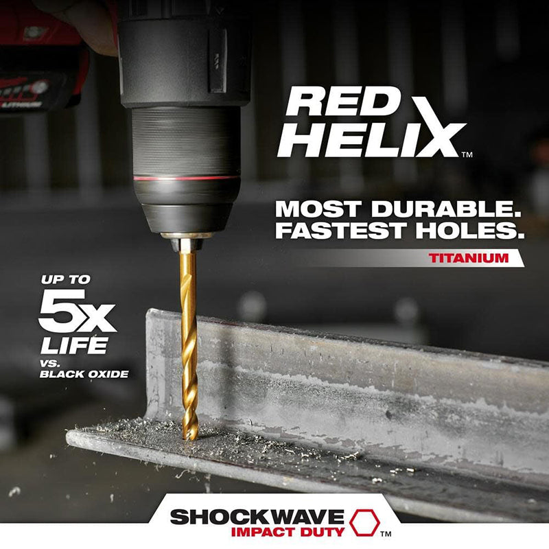 Milwaukee 48-89-4859 10-Piece Metric Titanium SHOCKWAVE Red Helix Drill Bit Kit