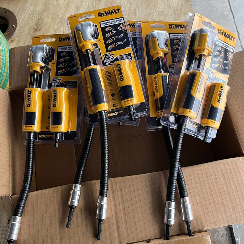 DEWALT DWAMRASET Right Angle Drill Adaptor FlexTorq 4-in-1 System Compact Straight Flexible Shaft 12-Inch Accessories