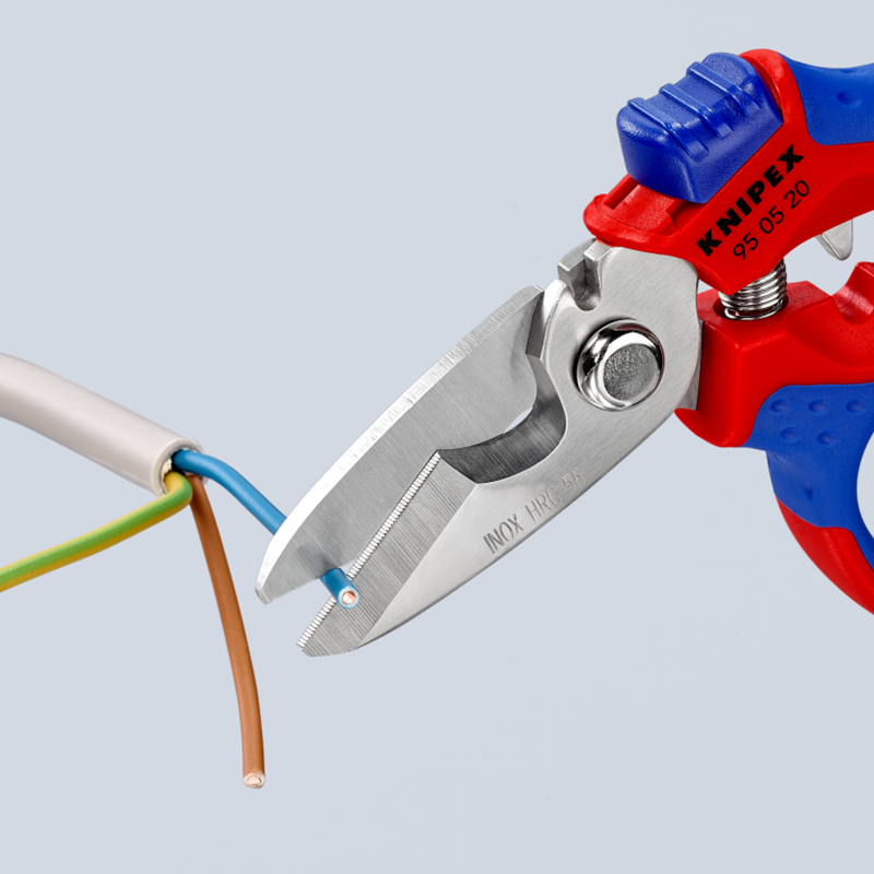 KNIPEX 95 05 20 SB Angled Electricians' Shears 6-1/4" Cable and Wire Rope Scissor 45°