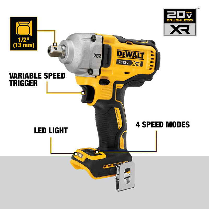 DEWALT DCF892 20V Brushless Electric Impact Wrench 1/2 Inch Three-speed Torque Adjustment LED Light Bare Tool Upgraded Version of DCF894