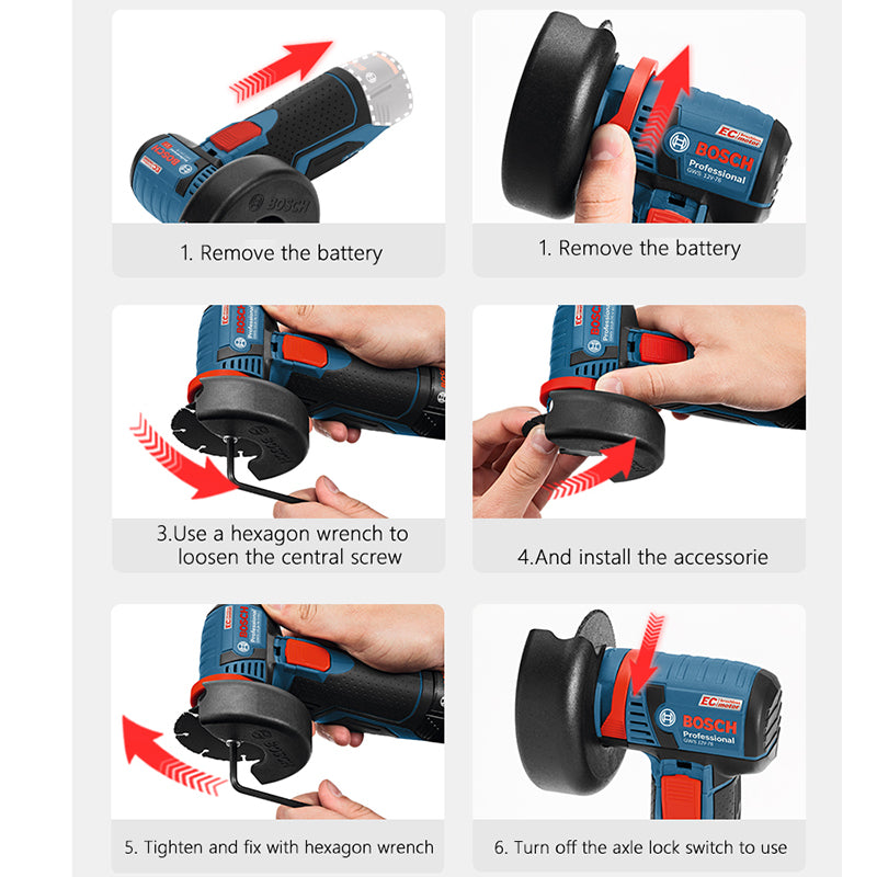 Bosch GWS12V-76 Mini Angle Grinder Metal Wood Hydroelectric Plastic Pipe Tile Small Household Lithium Electric Cutting Machine