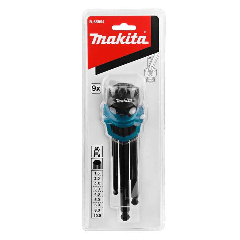 Makita B-65894 9Piece Hex Key Wrench Set 1.5-10mm Hexagonal Wrench Set L-shaped Extension