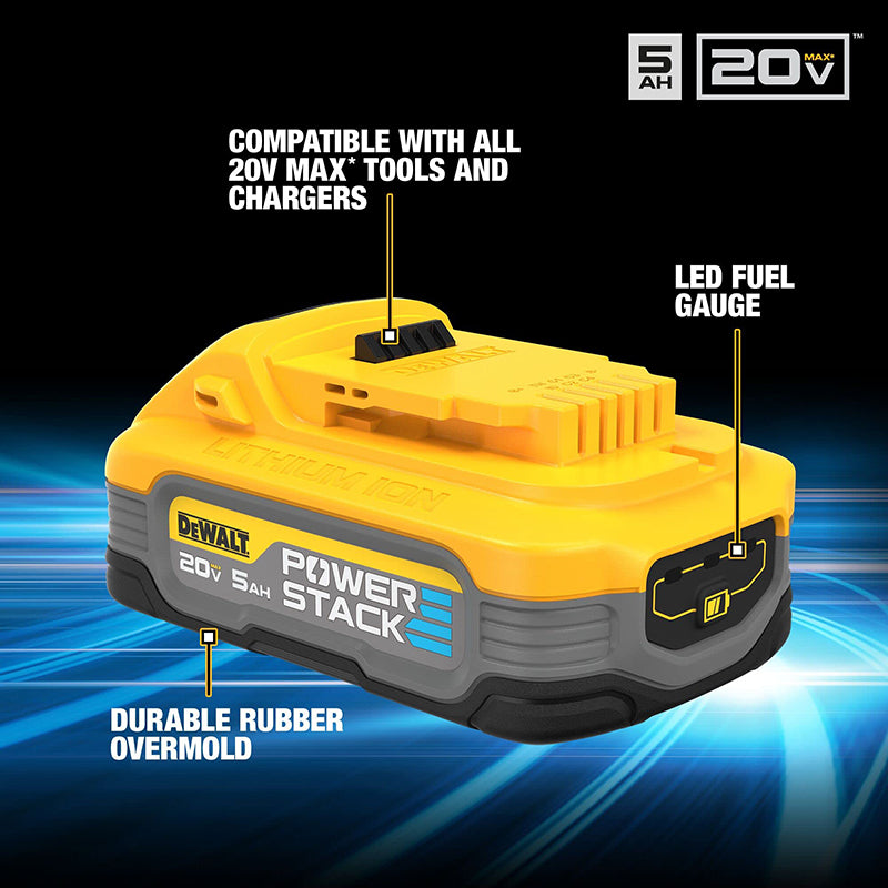DEWALT DCBP520 20V MAX XR POWERSTACK 5AH BATTERY Stable Output High Lifespan Battery