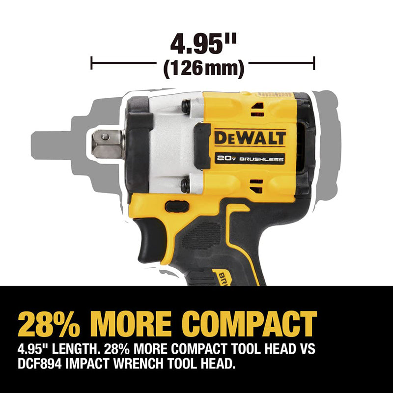 DEWALT DCF922 ATOMIC 20V MAX 1/2 pol. Chave de impacto sem fio, velocidade variável, chave elétrica com pino de retenção, ferramenta nua