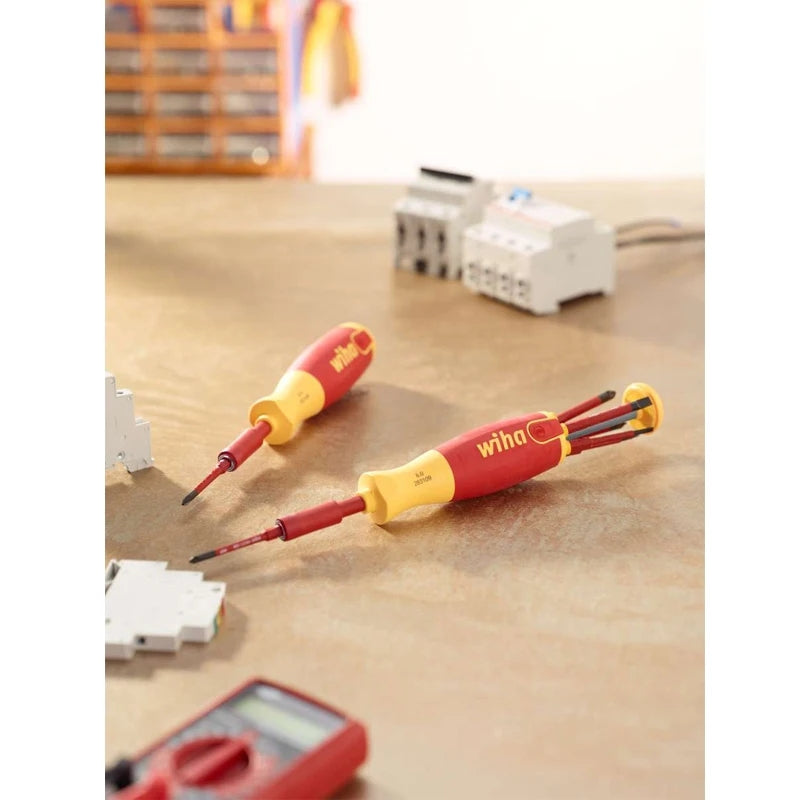 Wiha 38611 Electric 1000V Screwdriver With Tool Library With 6 Slender Crossheads Positive And Negative/POZIDRIV Slotted