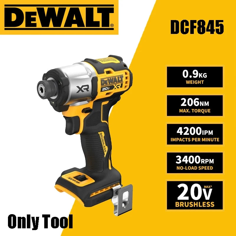 DEWALT DCF845 Impact Driver 20V XR 3-Speed 1/4in Cordless Brushless 1825 in-lbs Large Diameter Screw Electric Wrench Bare Tool