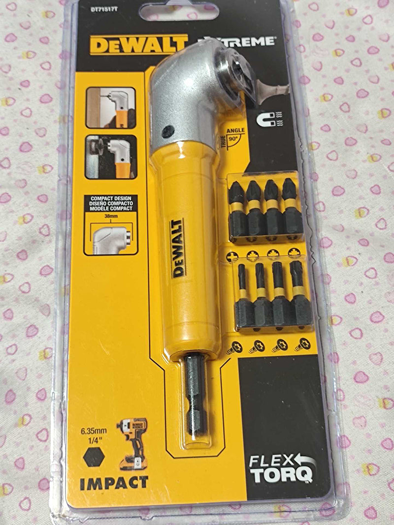 DEWALT DT71517T Right Angle Adapter Torsion Drill Attachment Hex Shank Drill Bit Flexible Torsion Zone With 10Pcs Bits