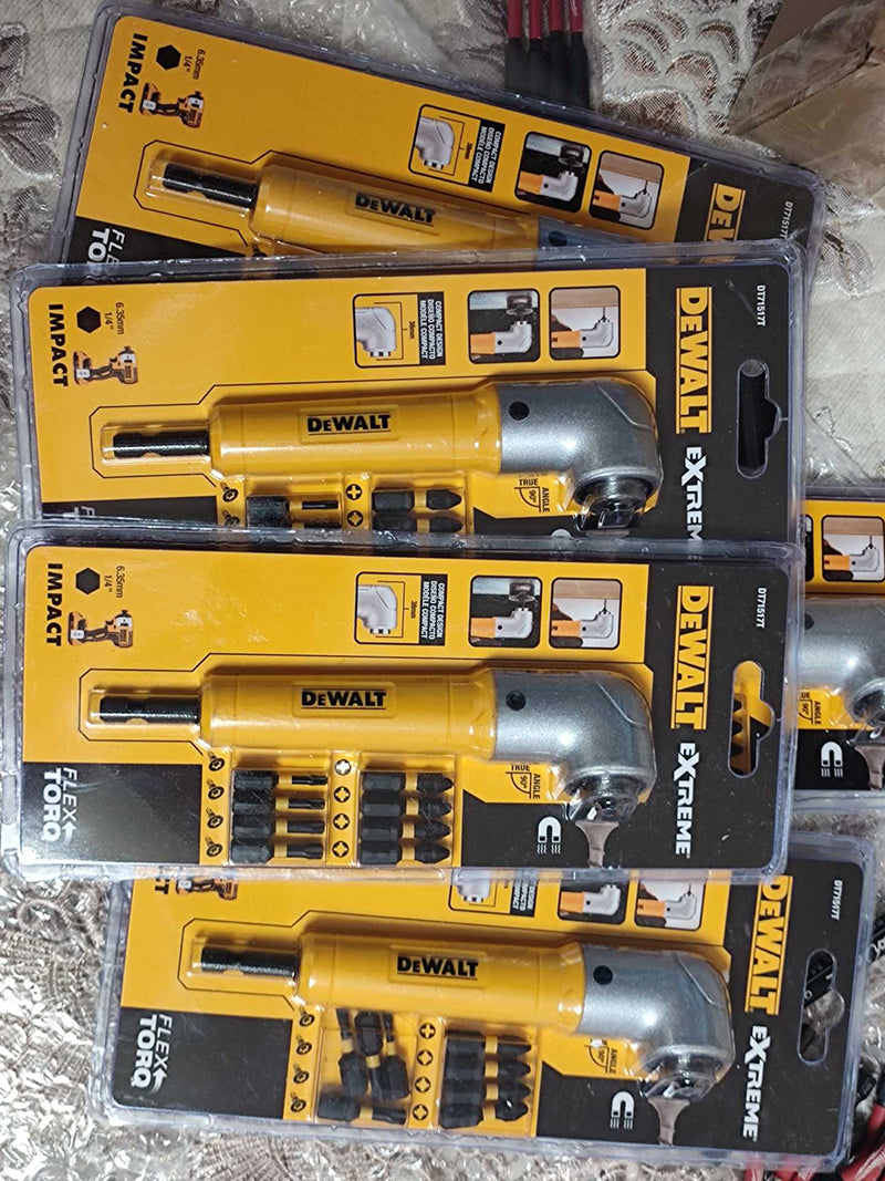DEWALT DT71517T Right Angle Adapter Torsion Drill Attachment Hex Shank Drill Bit Flexible Torsion Zone With 10Pcs Bits
