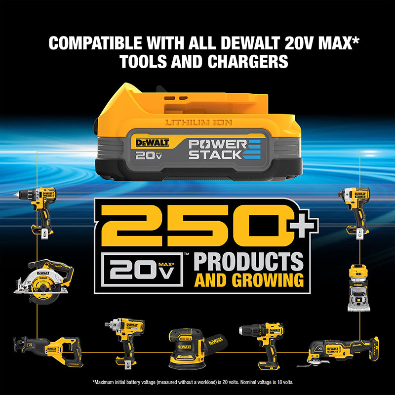 DEWALT DCBP034 POWERSTACK Lithium Battery 20V MAX Compact 1.7 Ah Resist Overmolded Base Blade Battery