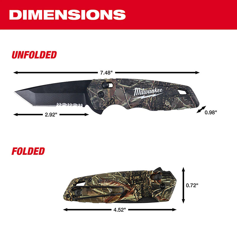 Milwaukee 48-22-1535 Folding Knife FASTBACK Camo Spring Assisted Camouflage Outdoors Multi-function Portable Mini Knife