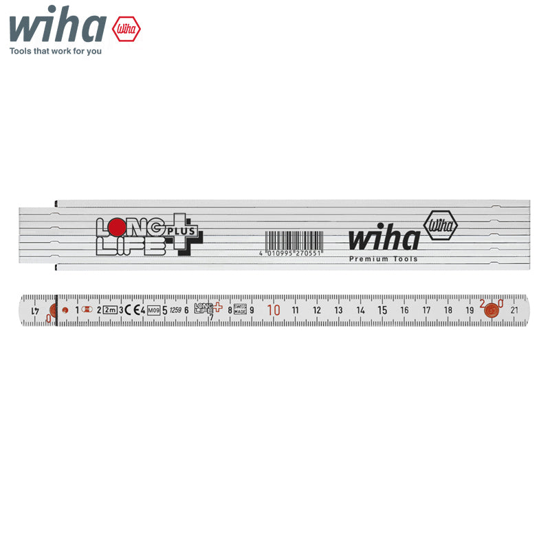 Wiha 33232 Folding Ruler Long Life Plus 2 m Plastic Metric All in One