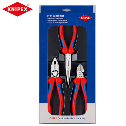 KNIPEX 00 20 11 Assembly Pliers Set (3 Piece) 0302180 Combination Plier 7002160 Diagonal Cutter 2616200 Needle Nose Plier